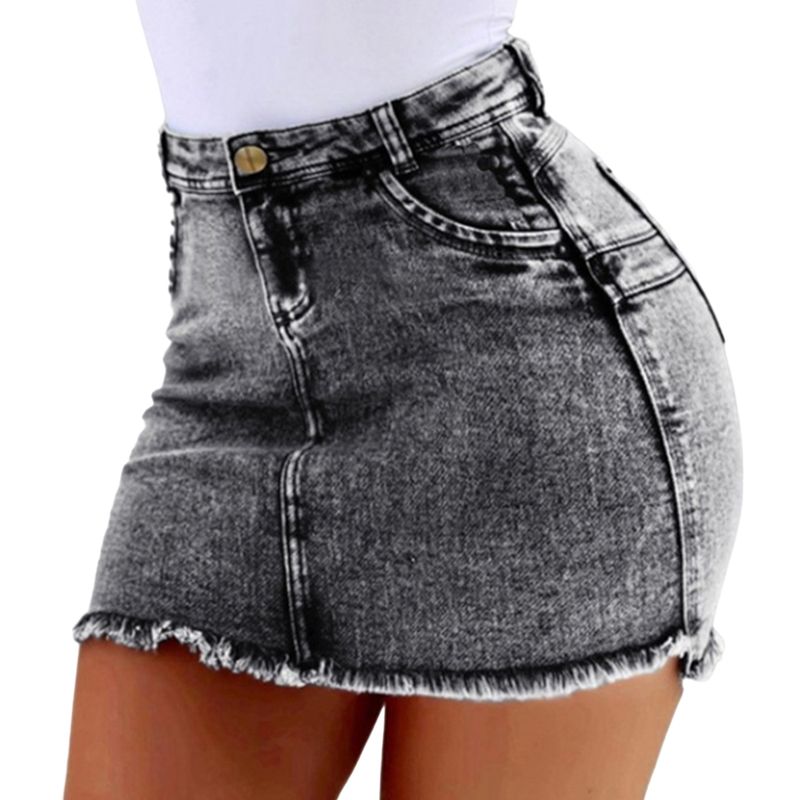 Heißer verkauf A-Line Sexy Vintage Denim Röcke Für Frauen 2024 Sommer Elastische Bodycon Schlank Hüfte Mini Kurzen Kleid Koreanische Mode weibliche_voghion.com