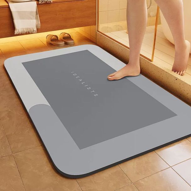 Tappetino da bagno diatomite premium – Asciugatura rapida e antiscivolo per bagno, cucina e ingresso – Design moderno in marmo/a righe – Lavabile in lavatrice_voghion.com