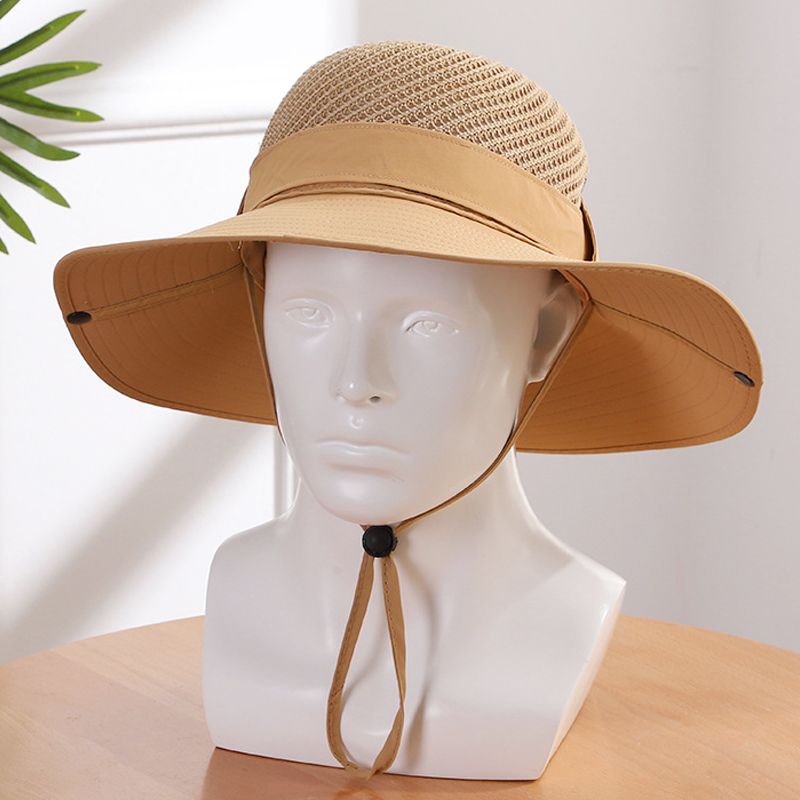 Fashion 10cm Wide Brim Sun for Men UPF 50+ Boonie Summer UV Protection Outdoor Fishing Hiking Hat Breathable Mesh Bucket Cap_voghion.com