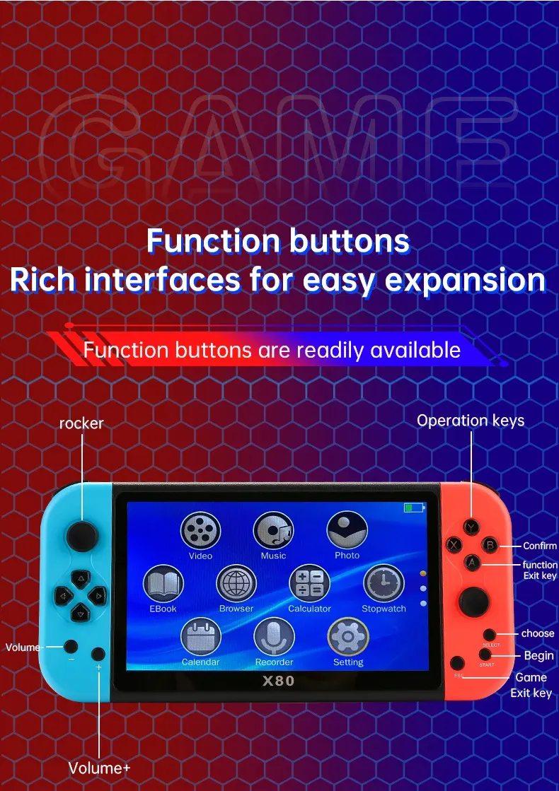 Coopreme X80 Portable Console 7-inch HD Large Screen Arcade PS1 Emulator Multi-function Nostalgia Classic PSP Handheld_voghion.com