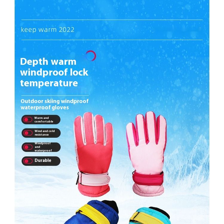 Outdoor Sport Kanner Skihandschuesch 3-15 Joer Wanter Einfach Samt Männer a Fraen Wanddicht a waarm Reithandschuesch_voghion.com