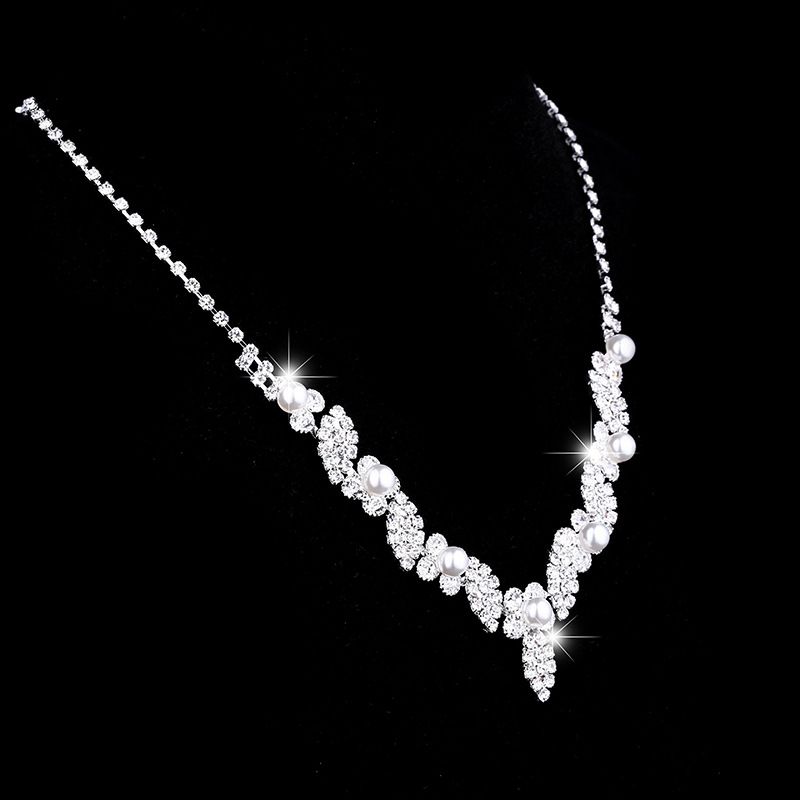 Set di gioielli da donna, gioielli di moda, gioielli da sposa, collana di perle e strass, orecchini, catena_voghion.com