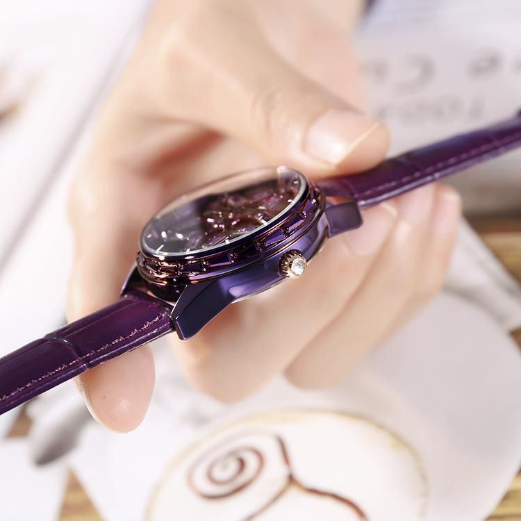 Luxury New Time Running Set Square Diamond Leather Belt Waterproof Women's Quartz Watch_voghion.com