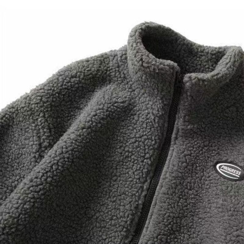 Autumn Winter Lamb Wool Zipper Jacket For Men, Youth, Students, Loose Casual Warm Cardigan Sweatshirt_voghion.com
