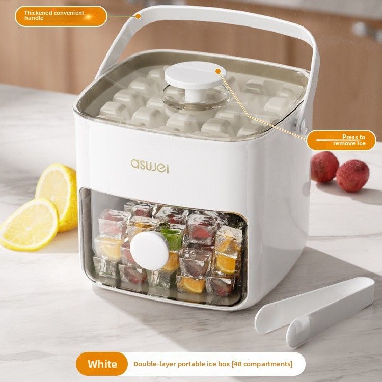 48 Grid Double Press Ice Grid Ice Cube Mould Ice Box Frozen Ice Hockey Artifact Abrasives Large Capacity Ice Storage Household Food Grade Refrigerator_voghion.com