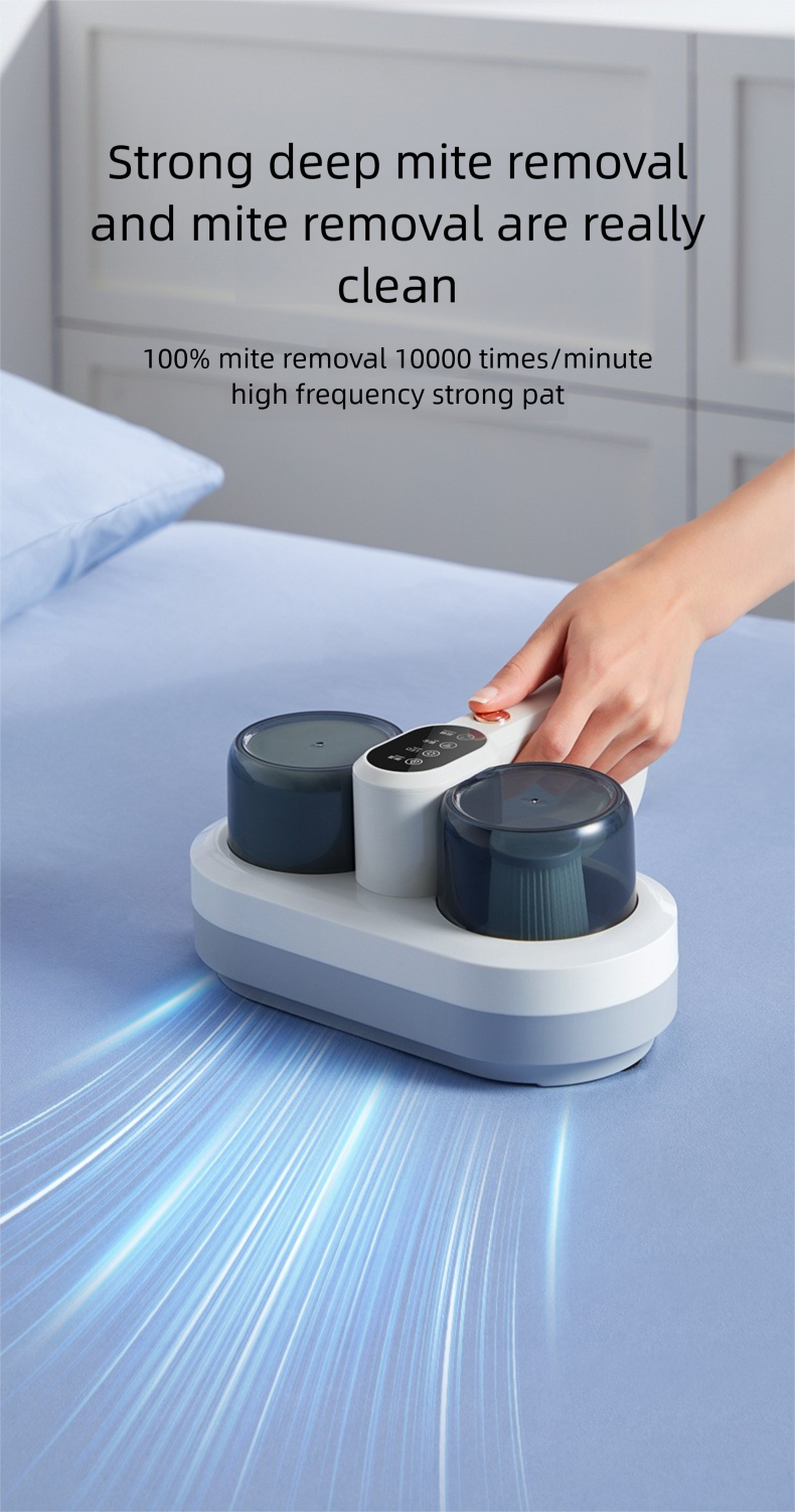 Aspirapolvere elettrico Zhigao per letto - Aspirazione potente, doppio contenitore per la polvere, elevata potenza di rimozione degli acari_voghion.com