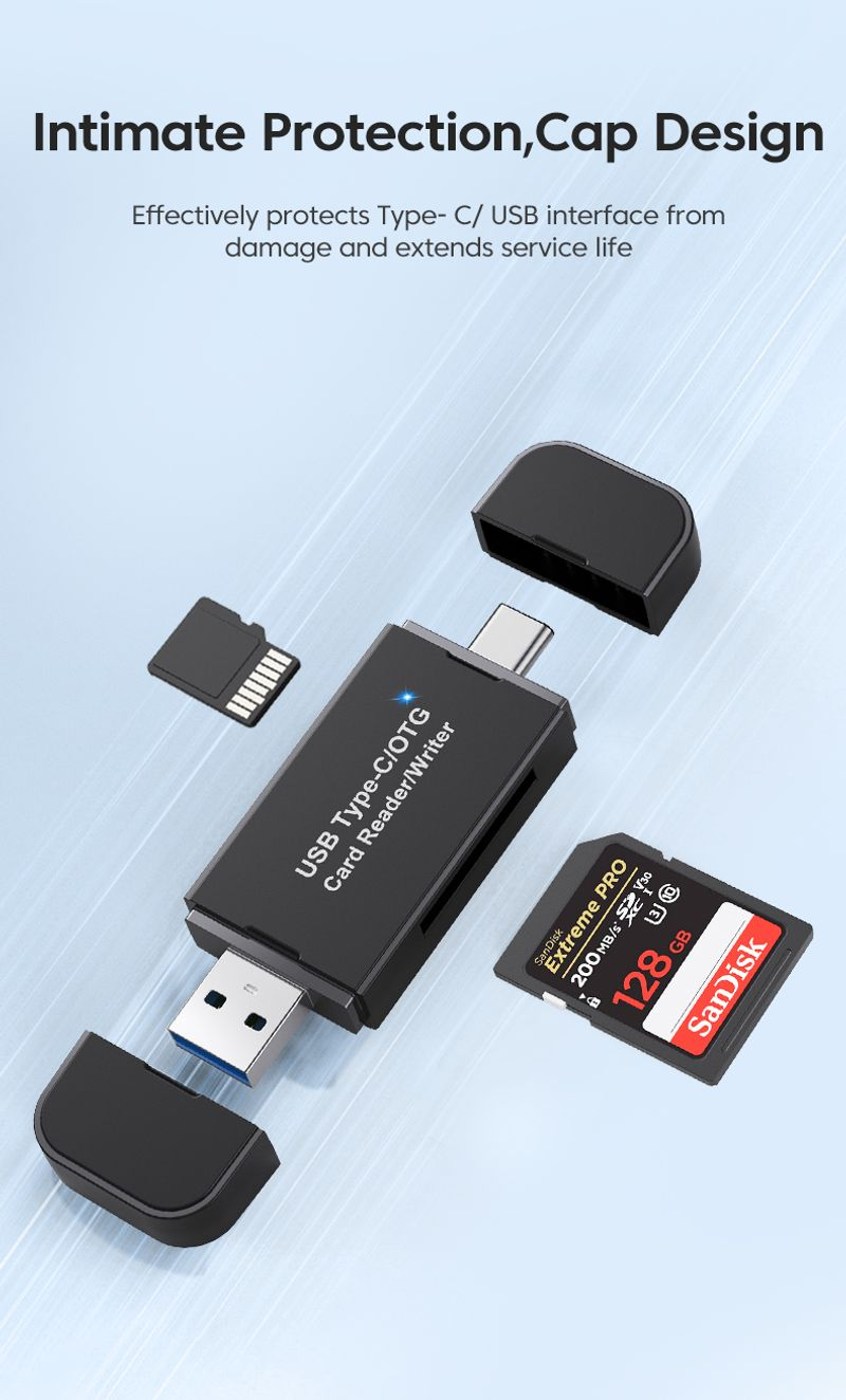 TF 2.0/3.0 - C típusú adapter PC-hez, laptopokhoz, USB, Micro SD, nagy sebességű, többfunkciós intelligens kártyához_voghion.com