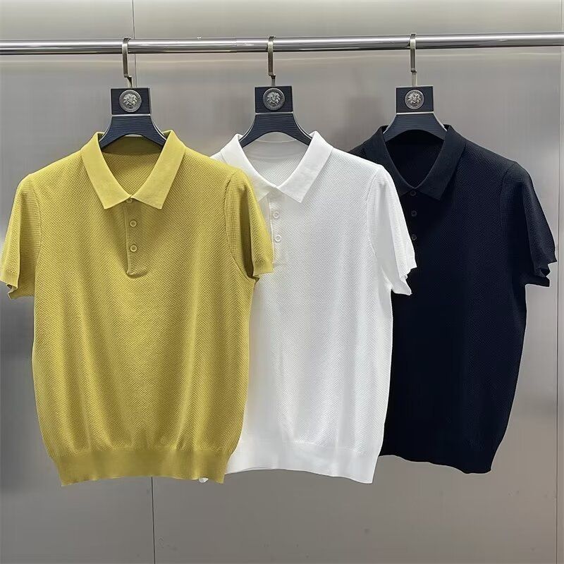Men's Clothing Men's polo shirt 2024 summer brand fashion slim handsome solid color lapel ice silk short sleeved T shirt_voghion.com