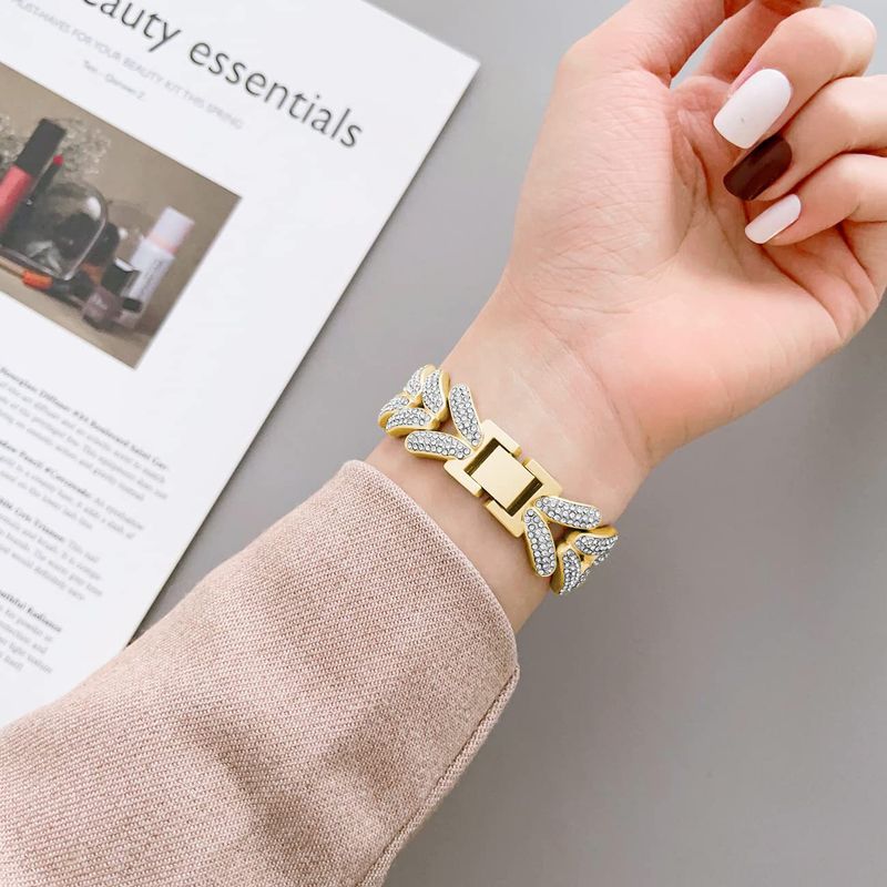Applicable to watch 78910 series universal V shaped diamond iwatch thin metal strap_voghion.com