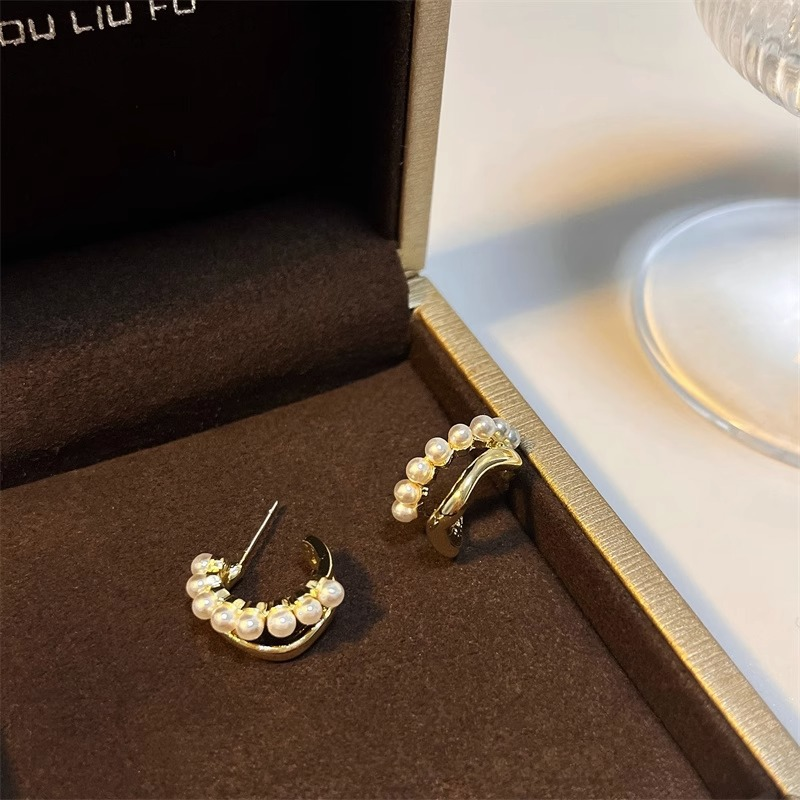 Women's earrings version double-layer metal 2023 new simple temperament niche personality earrings women's high-end earrings_voghion.com