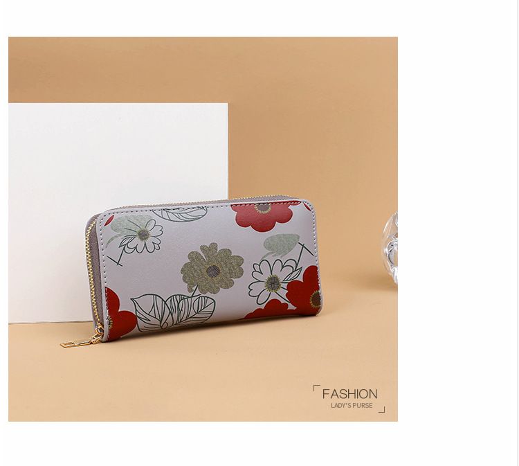 Torebki damskie Portfel Damska modna torebka wieczorowa z nadrukiem kwiatowym Wersja damska Portfel PU o dużej pojemności, etui na karty, portmonetka na monety_voghion.com