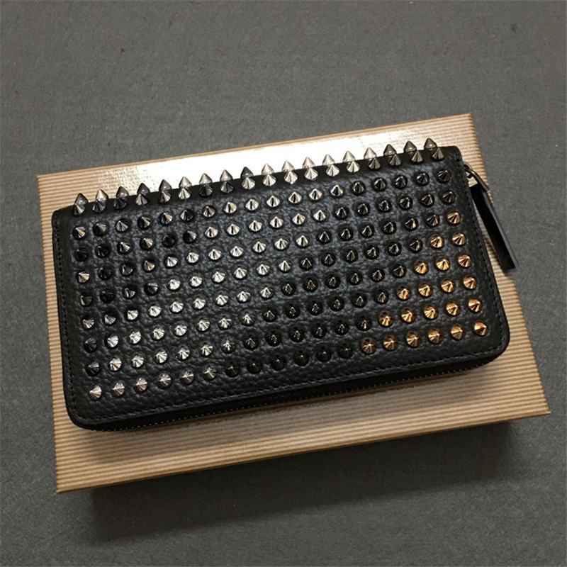 2022 neue Marke Design Punk Lange Zipper Niet Brieftasche Top Qualität Männer Frauen PU Leder Geldbörse_voghion.com