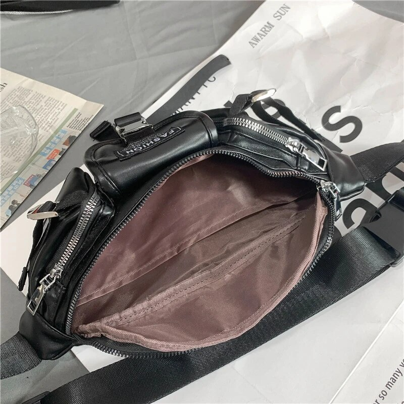 Brand Waist Bags For Young Boy Casual Chest Bag Leather Mulit-Pocket Fashion Sport Leisure Male Fanny Pack Men688_voghion.com