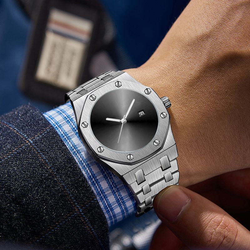 PINTIME/Pinshi Herren-Armbanduhr mit personalisierter Kreativität, trendiger schwarzer Technologie und coolem Stahlband_voghion.com