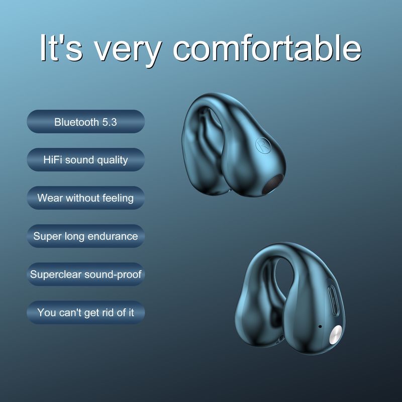 Wireless Headphones Clip Earphones Bluetooth Wireless Bone Conduction TWS Earbuds Clip on Ear Sport Headsets with Microphone_voghion.com