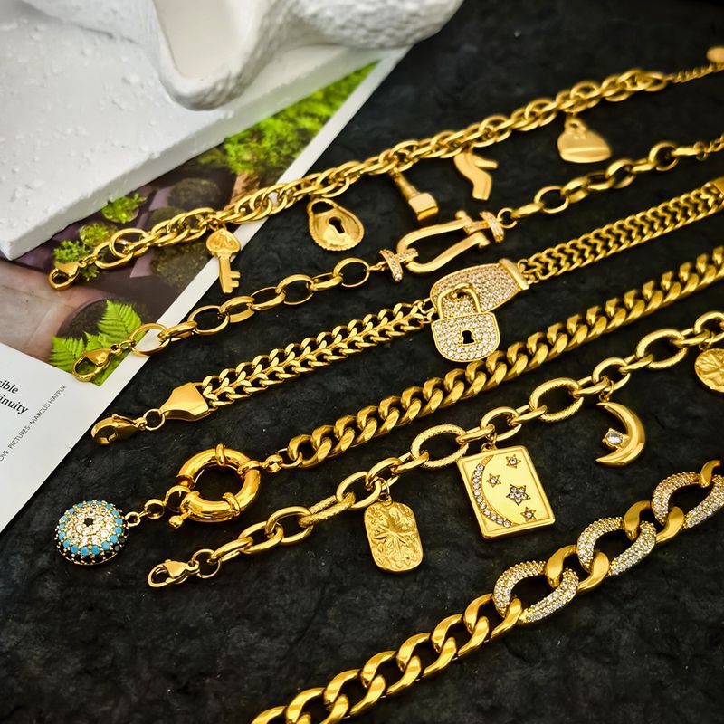 Armband aus strukturiertem Titanstahl für Damen, minimalistischer koreanischer Stil, asymmetrisches trendiges Kettenarmband, Unisex_voghion.com