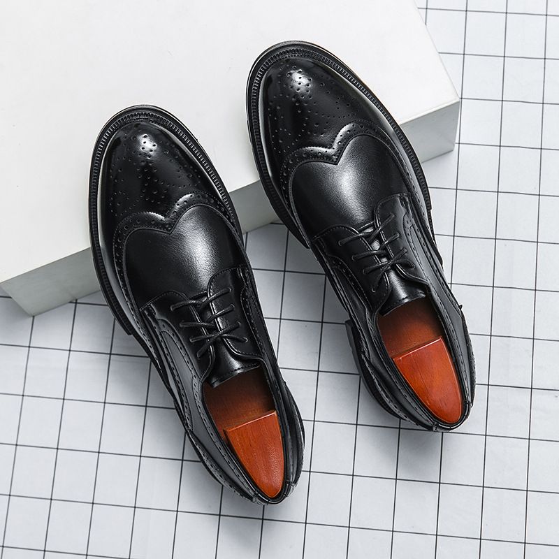 2024 Large Casual For Men Size 46 Men's Brogue Floral Business Formal Pointed Toe Height Increasing Leather Shoes_voghion.com