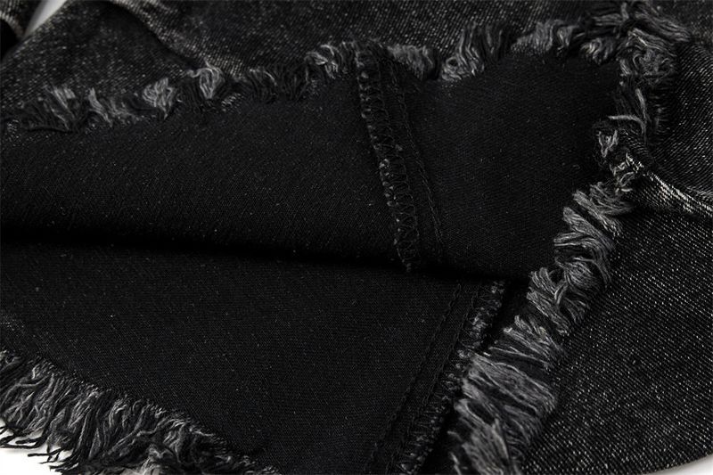 Men's Deconstructed Workwear Jeans - Raw Hem Bootcut Pants With Lace-Up Detail (Charcoal, S-3XL)_voghion.com