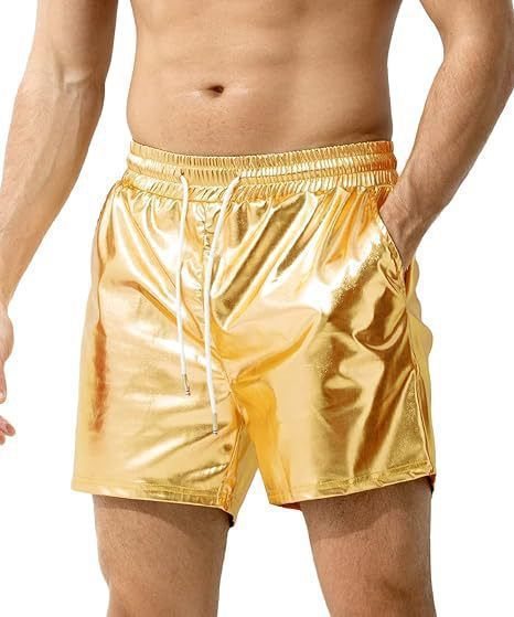 Pantaloncini da spiaggia casual da uomo Premium Products 2025 Silk Chart in pelle brillante tricolore_voghion.com