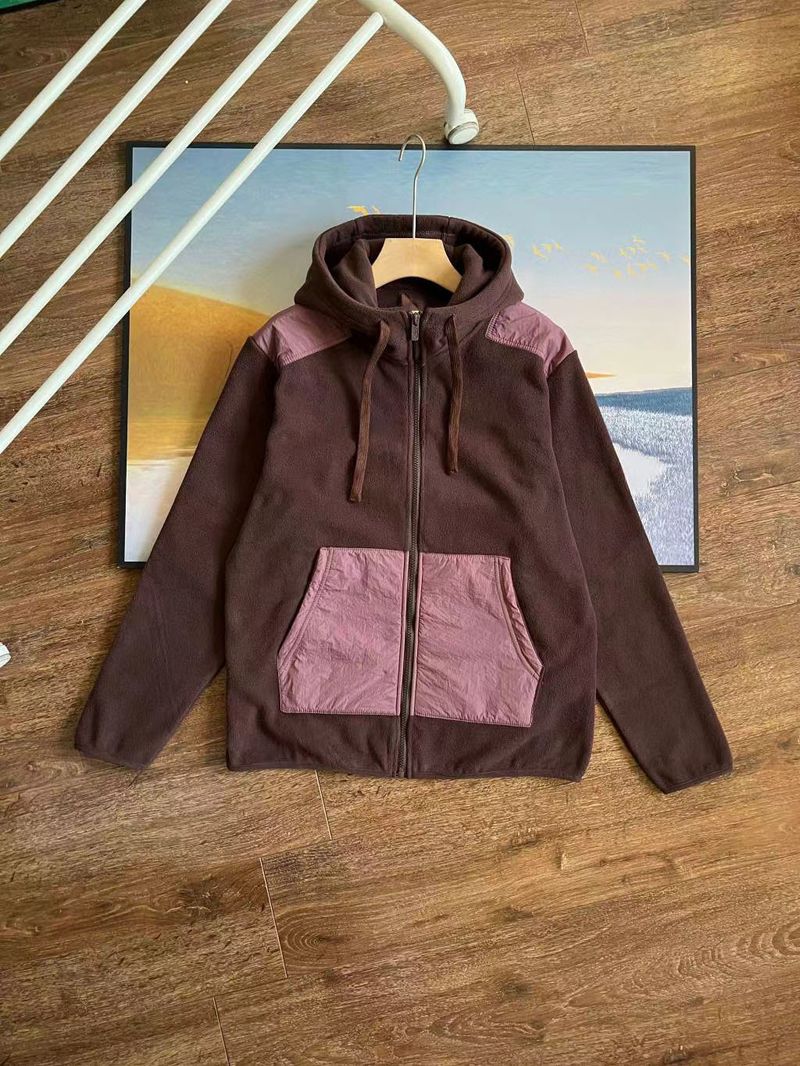 Giacca in pile con cerniera e cappuccio sportivo casual autunno 2024_voghion.com