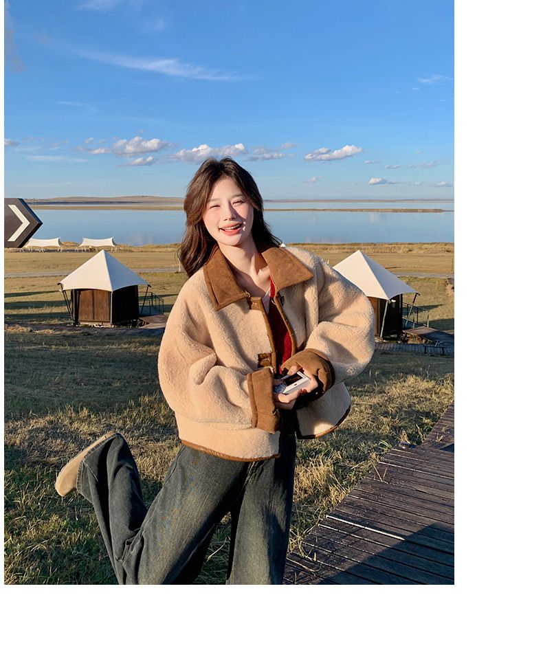 Reversible Sheepskin Coat Women, Spring And Autumn 2025 New Thickened Short Suede Jacket For Early Winter_voghion.com
