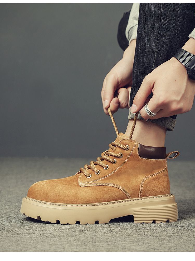 Handgemachte Leder Herrenschuhe Retro Outdoor Plateau Freizeitschuhe Low-Top Werkzeugschuhe_voghion.com