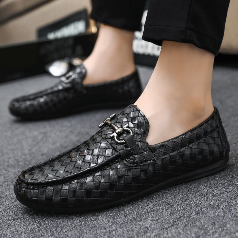 Mocassins de primavera Beanbean um pé masculino preguiçoso dirigindo tamanho grande maré transfronteiriça sapatos de couro brilhante_voghion.com