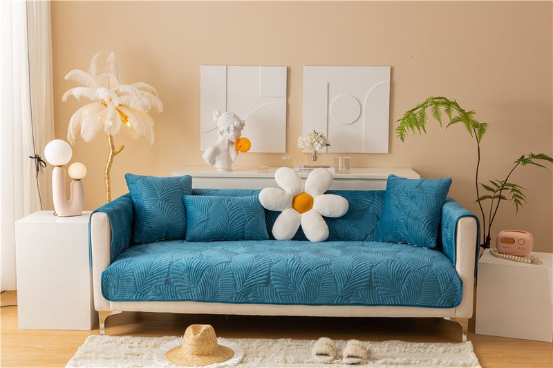 Autumn and winter style ultra soft solid color plush banana leaf sofa cushion modern simple double sofa cushion cloth factory direct sales_voghion.com