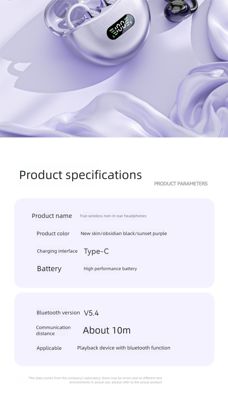 2025 New Clip-on Wireless Long Battery Life Private Noise Reduction Digital Display Bone Conduction Bluetooth Earphones_voghion.com