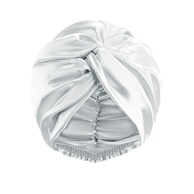 Touca de dormir dupla camada em seda, moderna, estilo europeu e americano, com torção cruzada, para banho, maquiagem e cuidados pessoais._voghion.com