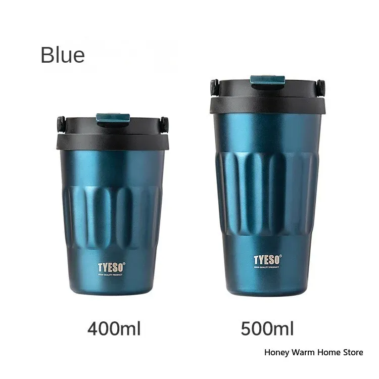 TYESO Thermos Borracce Sottovuoto 400ml/500ml Tazza Isolata in Acciaio Inox 304 Originale Bicchiere per Auto Caffè Freddo e Caldo_voghion.com