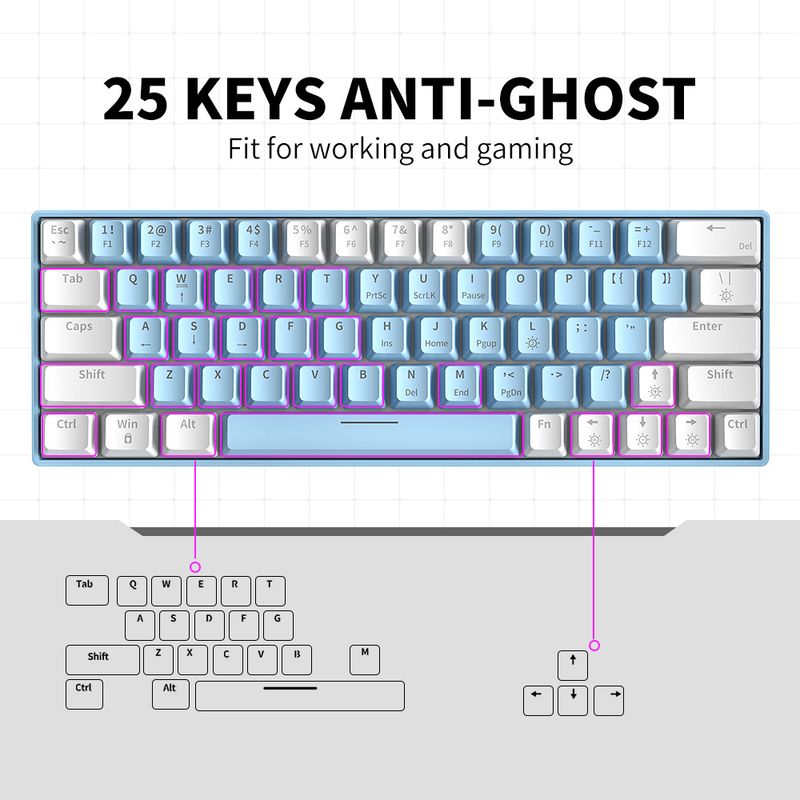 T62 Mixed Light Wired Mechanical Anpassbare Hot-Swap-fähige blaue rote Schalter Gaming E-Sports Kleine Tastatur_voghion.com