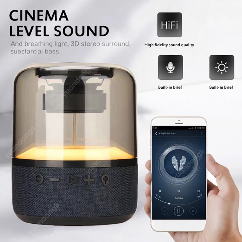 20W Atemlicht Bluetooth-Lautsprecher TWS Basssäule Kabelloser 3D-Stereolautsprecher Subwoofer Kreatives Aufladen Nachtlicht LED_voghion.com