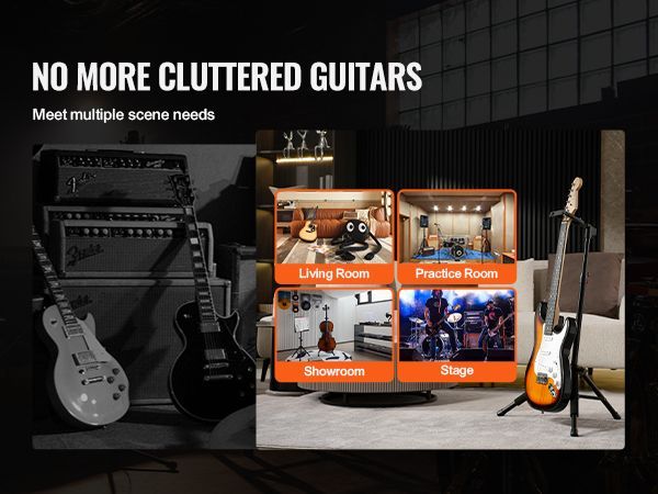 VEVOR Tripod Guitar Stand Floor-Standing Foldable 35.4-47.2 In Adjustable Height_voghion.com