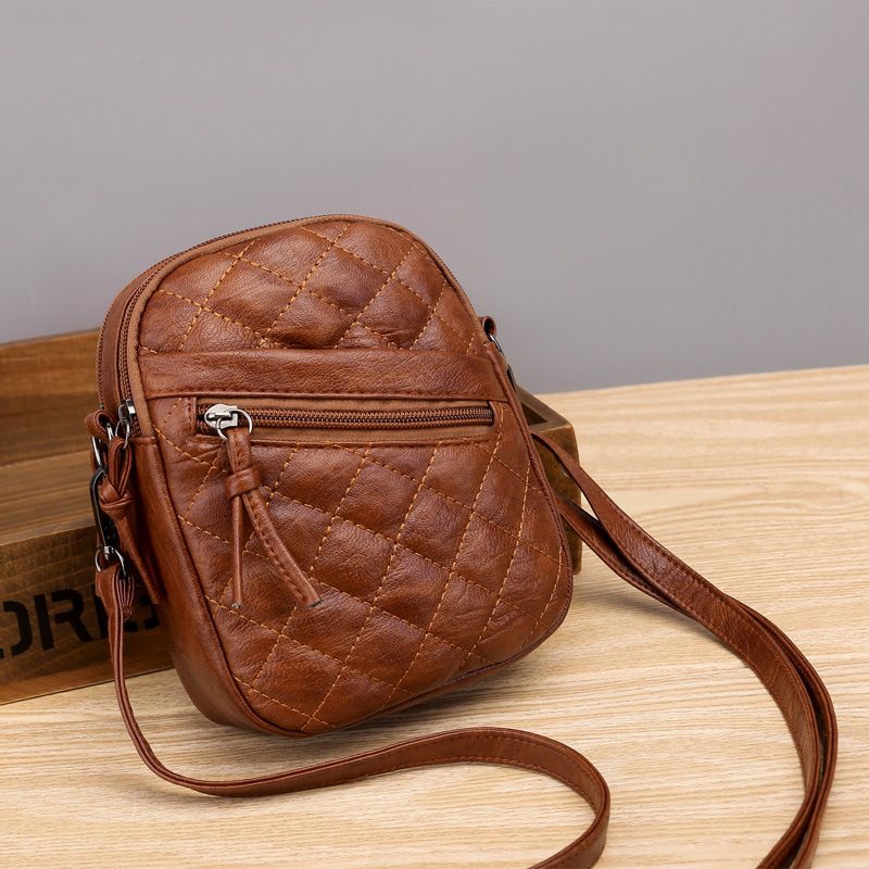 Borsa a tracolla da donna, piccola nuova texture in morbida pelle, spalla singola, ricamo trapuntato, elegante portacellulare multistrato_voghion.com