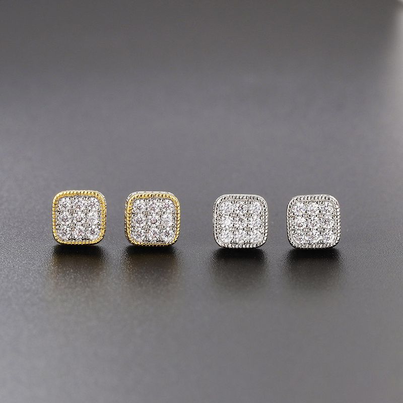 Vendita calda street square hip-hop con micro intarsi in zircone pieno di diamanti separazione del colore filo galvanico_voghion.com
