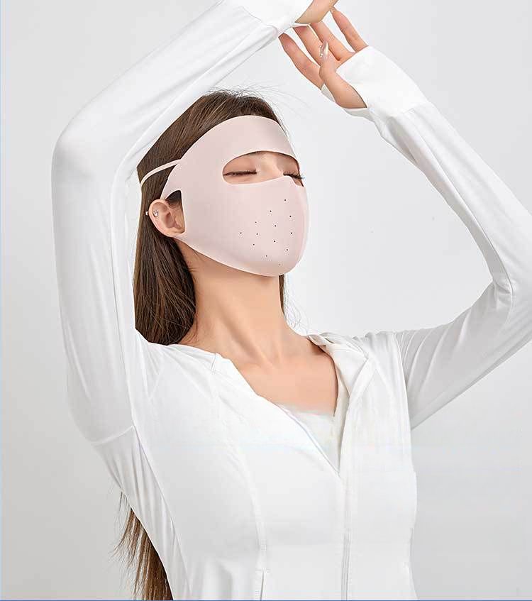 Maschera solare estiva in seta di ghiaccio per donna, protezione UV UPF50+, parasole, protezione per il viso traspirante, per guida e ciclismo_voghion.com
