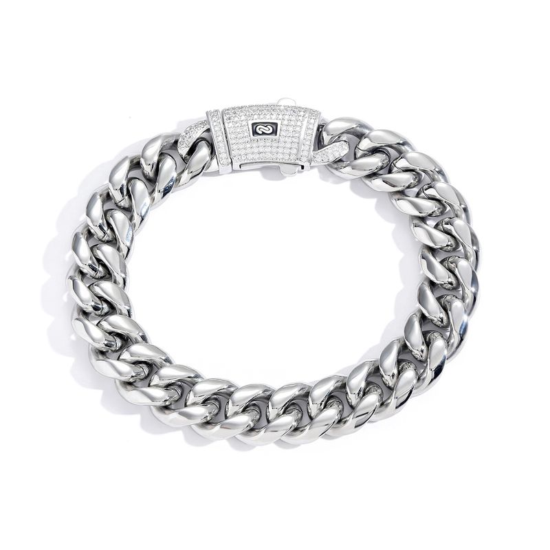 Set di gioielli da uomo, collana in acciaio inossidabile alla moda, con finitura rotonda, crittografia, catena cubana in oro, zircone intarsiato, fibbia a molla, catena in acciaio al titanio_voghion.com