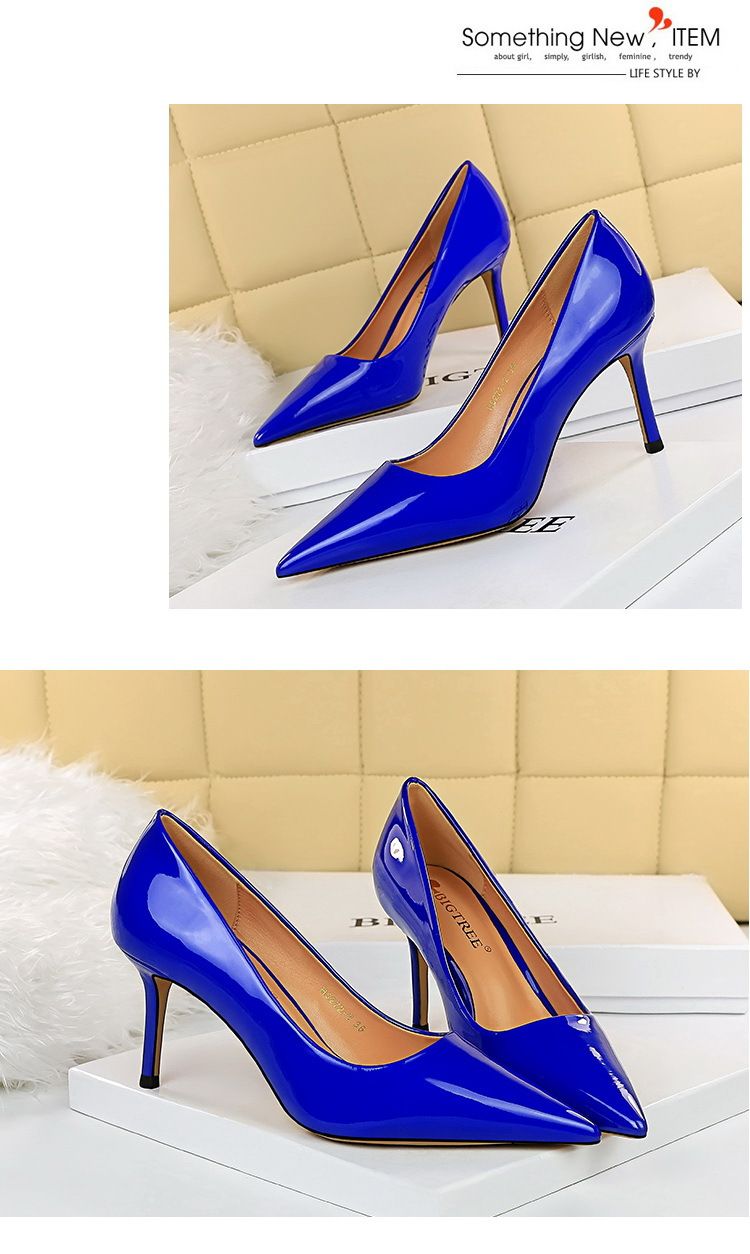 BIGTREE Shoes Glossy Patent Leather Women's Pumps Professional OL High Heels Stiletto Ladies Shoes Plus Size 43 All-match Heels_voghion.com
