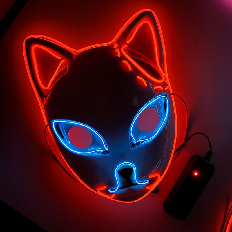 Maschera per il viso di gatto di Halloween Maschere LED luminose di Halloween Maschere per cosplay di anime Maschere per gatti luminose per feste di Natale di Halloween_voghion.com