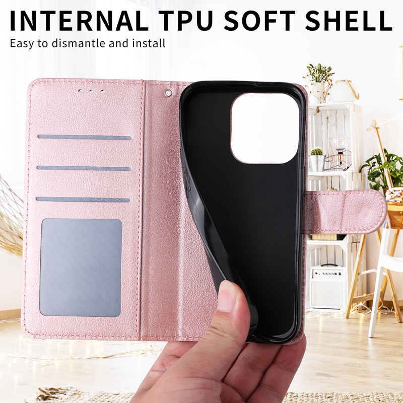 For iPhone 14 Pro Max 13 Pro Max 12 Pro Max 11 Pro Max SE 2022 X XR XS Max 8 7 6 6S Plus 5 5S Wallet Solid Magnetic Flip Case_voghion.com