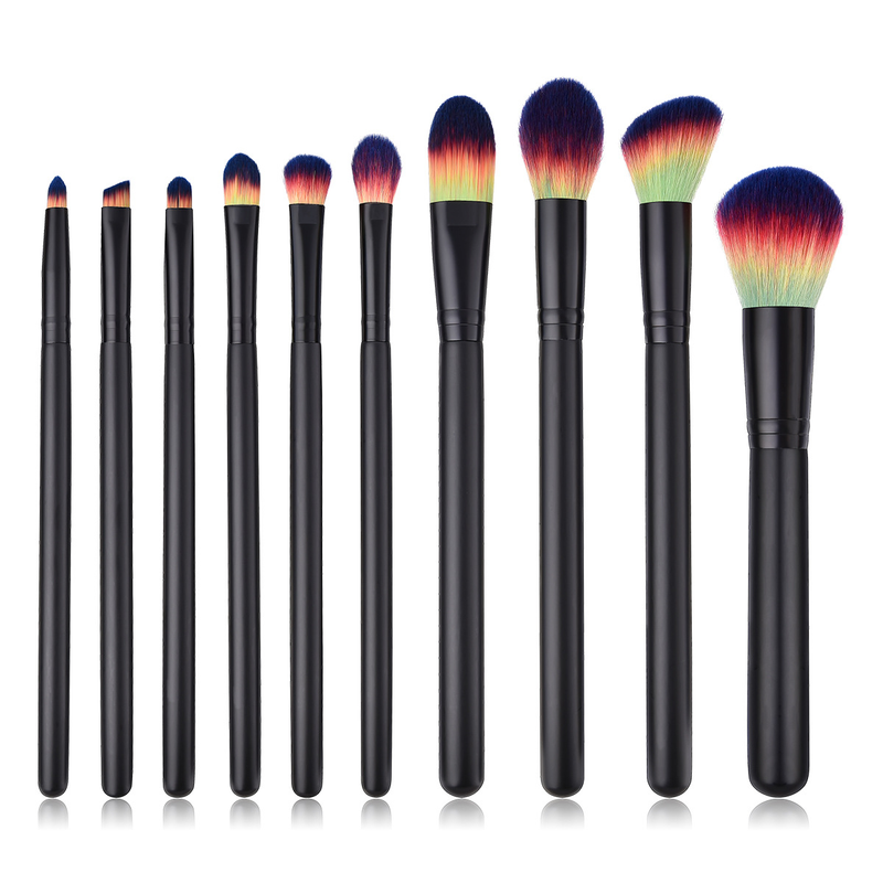 10 pcs makeup brushes, beauty tools, wooden handle, straight, blush, eye shadow, PVC packaging, set GUJHUI_voghion.com