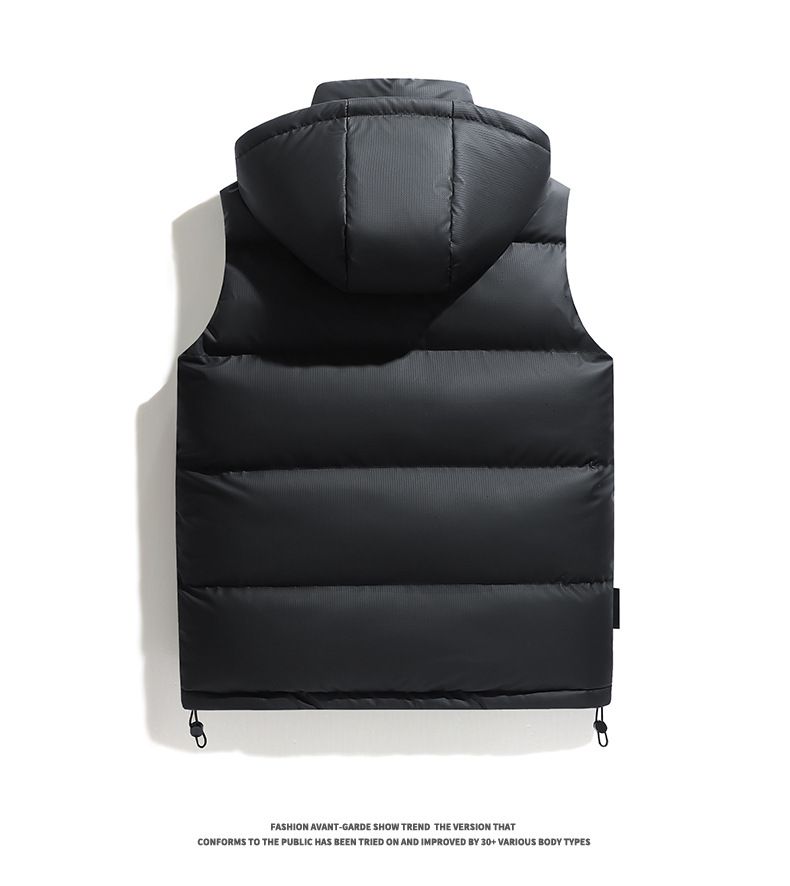 Leichte Kapuzenweste für Herren mit Graphenheizung, ärmellose Streetwear-Jacke mit Reißverschluss für die Freizeit, Schwarz/Grau/Rot_voghion.com