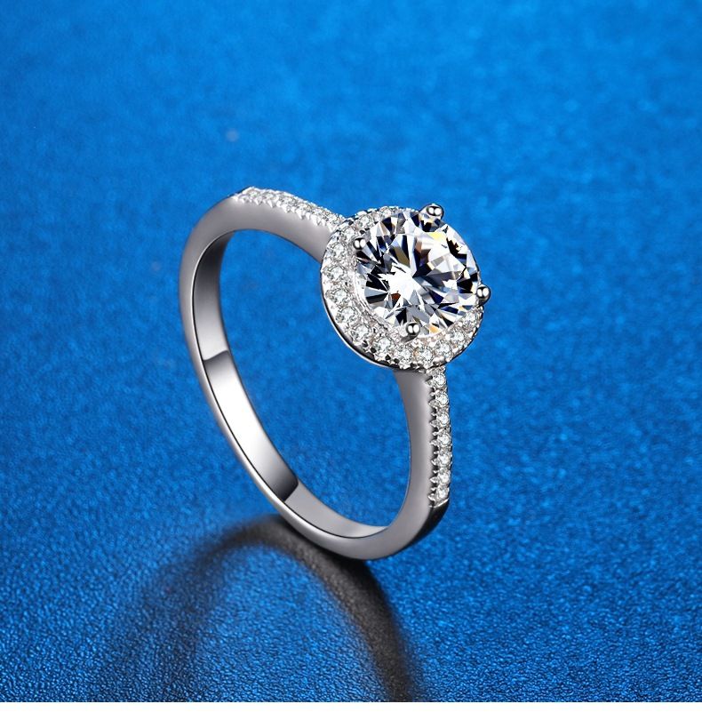 Simulierter Diamant Moissanite Luxus rundes Paket sechs Krallen ein oder zwei Karat Hochzeitsring für Frauen_voghion.com