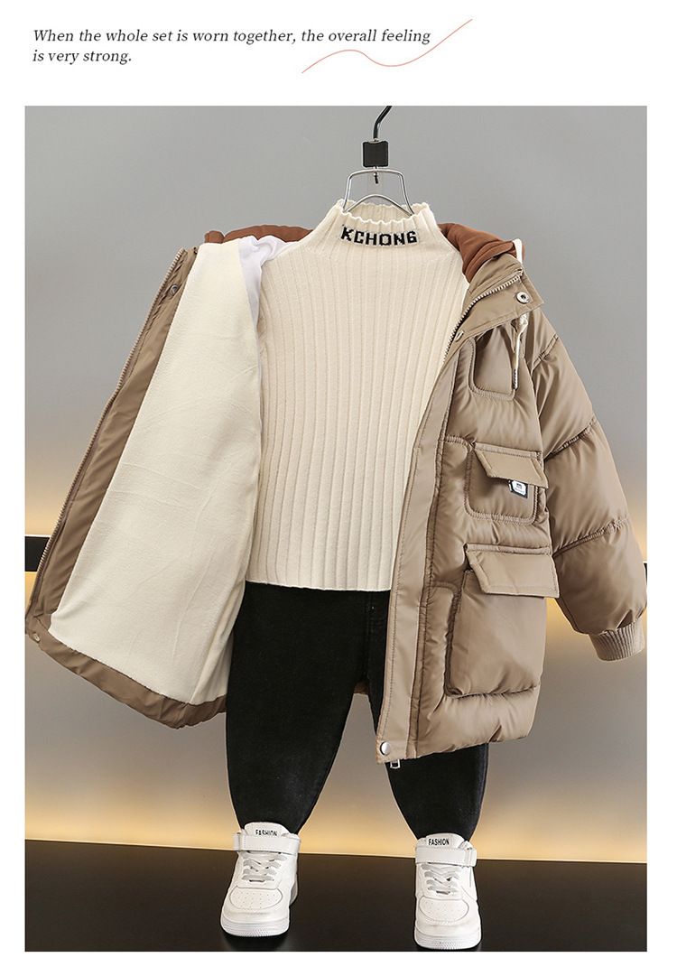 Neue Winterjacke für Jungen im koreanischen Stil aus Baumwolle für mittlere und große Kinder, verdickte und plüschige Daunenbaumwolle_voghion.com