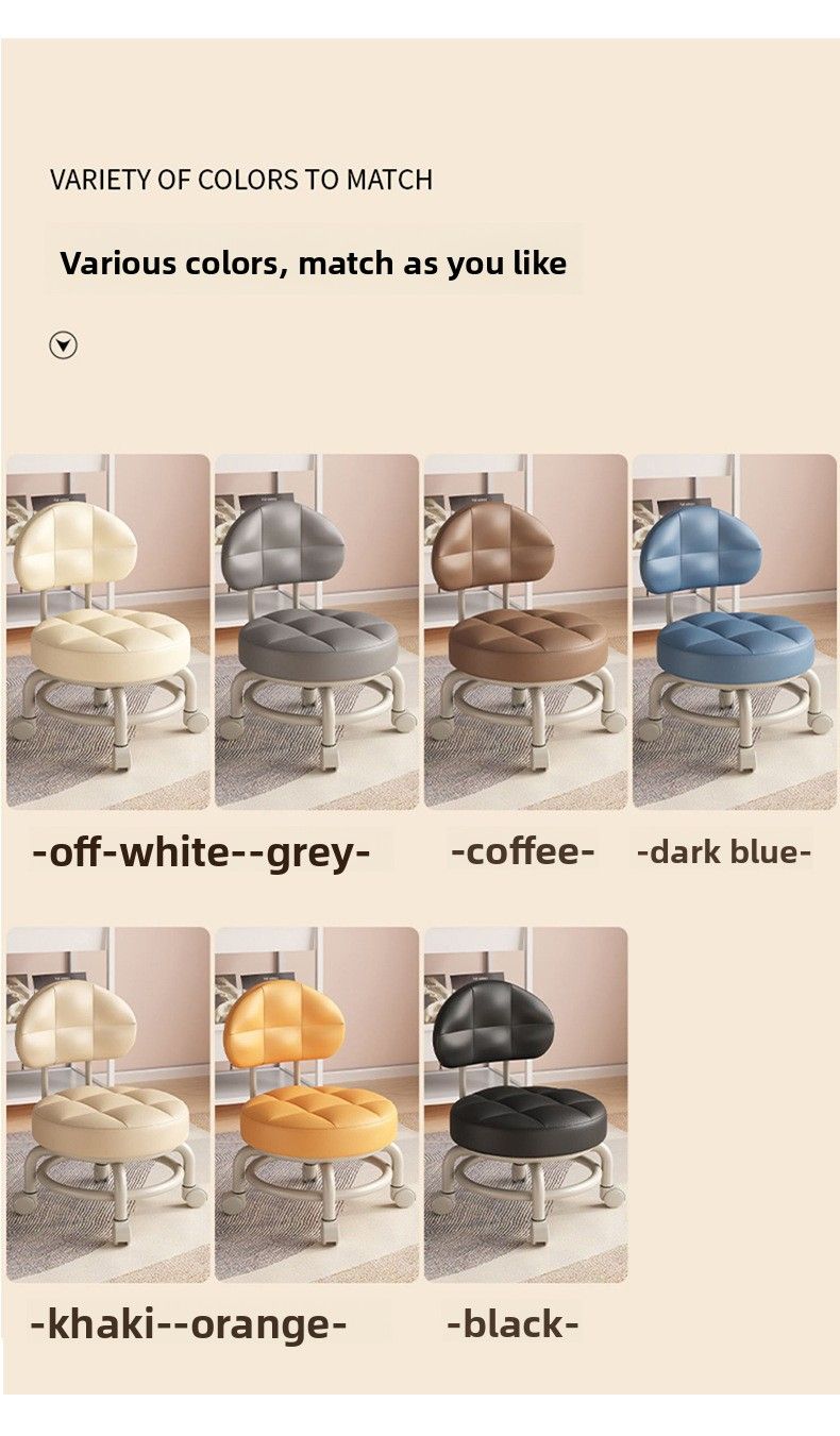 Petit tabouret pivotant pour enfant, avec roulettes universelles, coussin moelleux et dossier bas rotatif._voghion.com