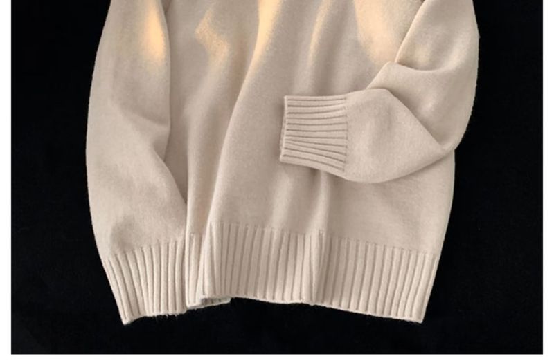Einfarweg Etikett Héichhals Männer a Fraen am Wanter, déck koreanesch Versioun, faulen Stil, gestrickt fir Koppelen, villfälteg_voghion.com