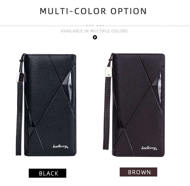 New Men's Wallet Long baellerry Business Casual Litchi Pattern Zipper Clutch Multi-Card Wallet_voghion.com