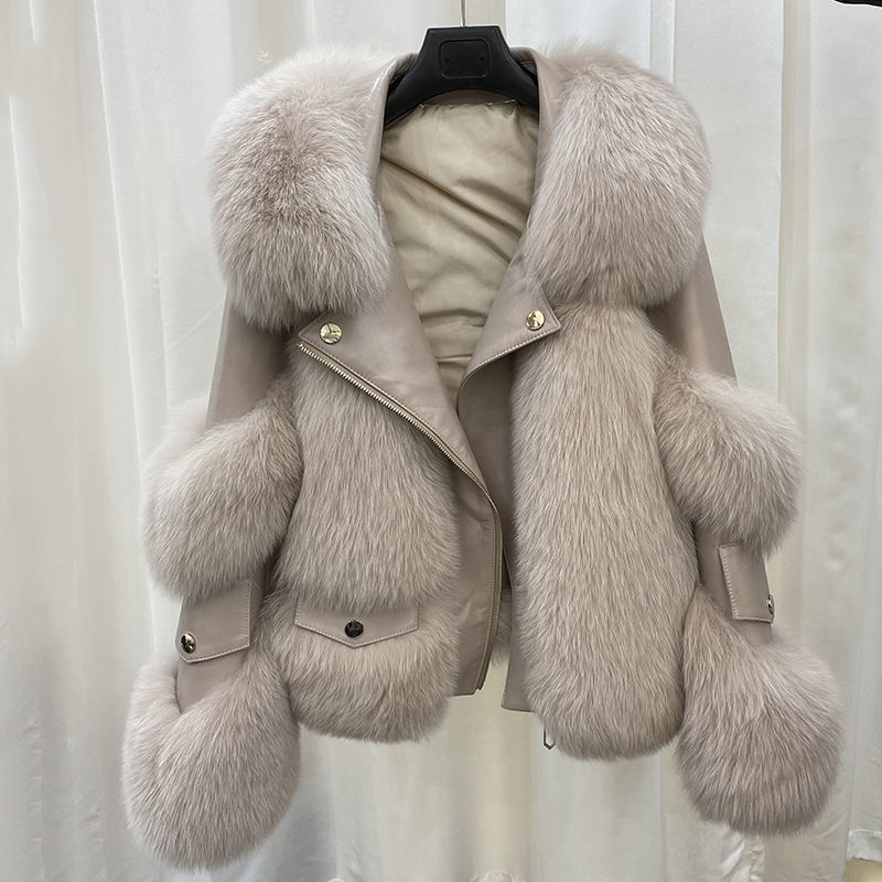 Damenbekleidung Haining Pelzmantel für Damen feiner Fuchspelz Pelz einteiliger Pelzmantel im Stil einer jungen Dame_voghion.com