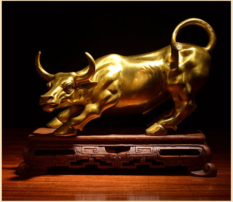 Taureau en Bronze Wall Street Wangshi Jinniu, bureau de négociation d'actions, cadeau artisanal en cuivre, taureau de Fortune, ornements en Bronze_voghion.com